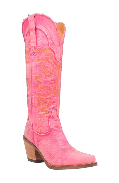 Texas Tornado Knee High Western Boot in Pink