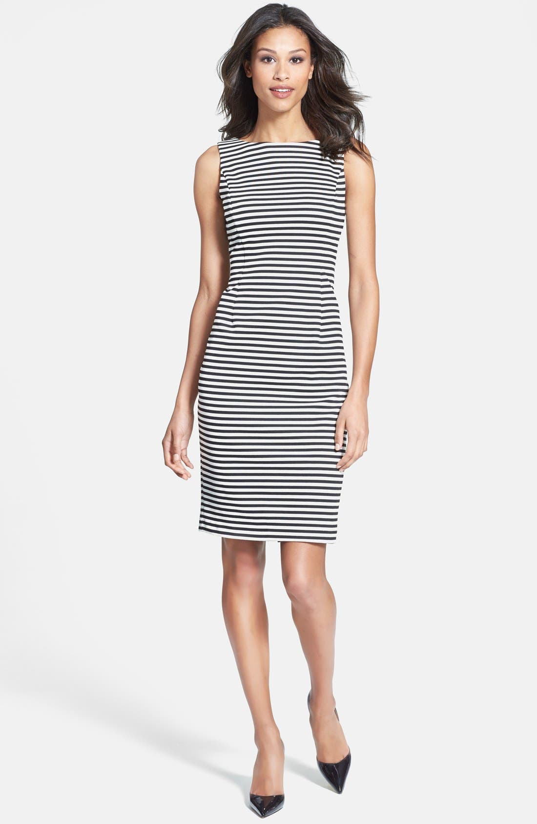 sleeveless ponte knit sheath dress