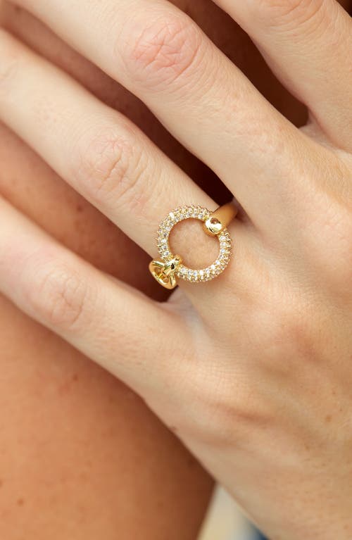 Savvy Cie Jewels Open Oval Cubic Zirconia Ring In Yellow