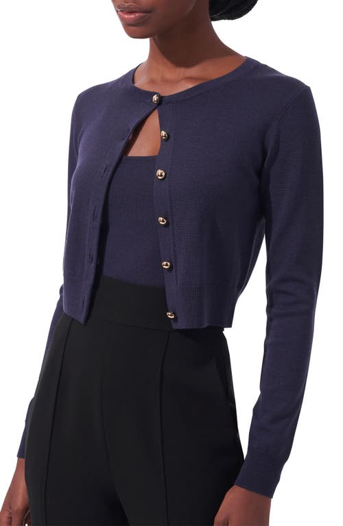 Shop Carolina Herrera Virgin Wool Cardigan In Midnight