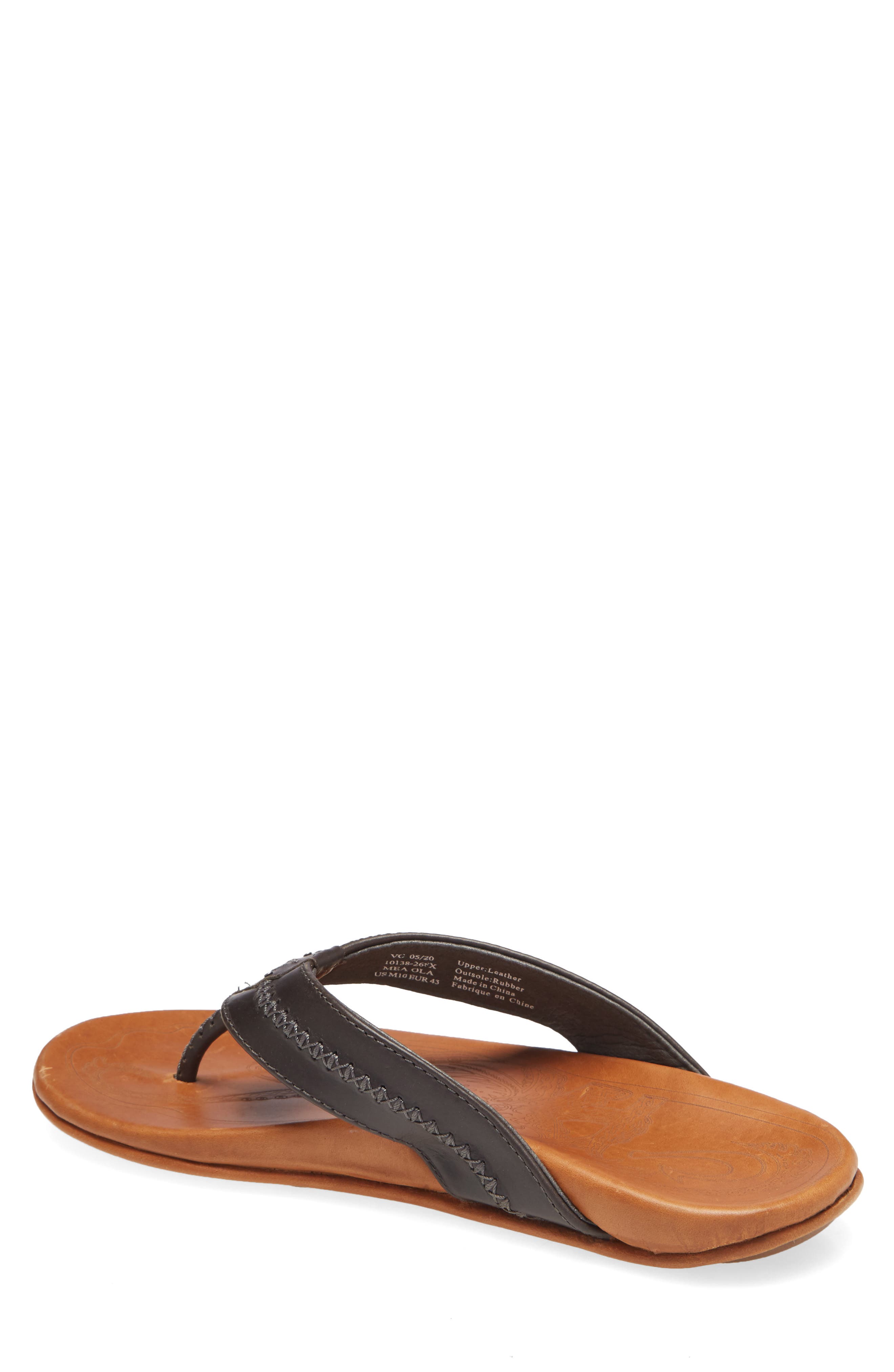 thumbnail image 2 of Men's Olukai Mea Ola Leather Flip Flop Sandals – Arch Support, Non-Slip – Sizes 7-16 2 of 5