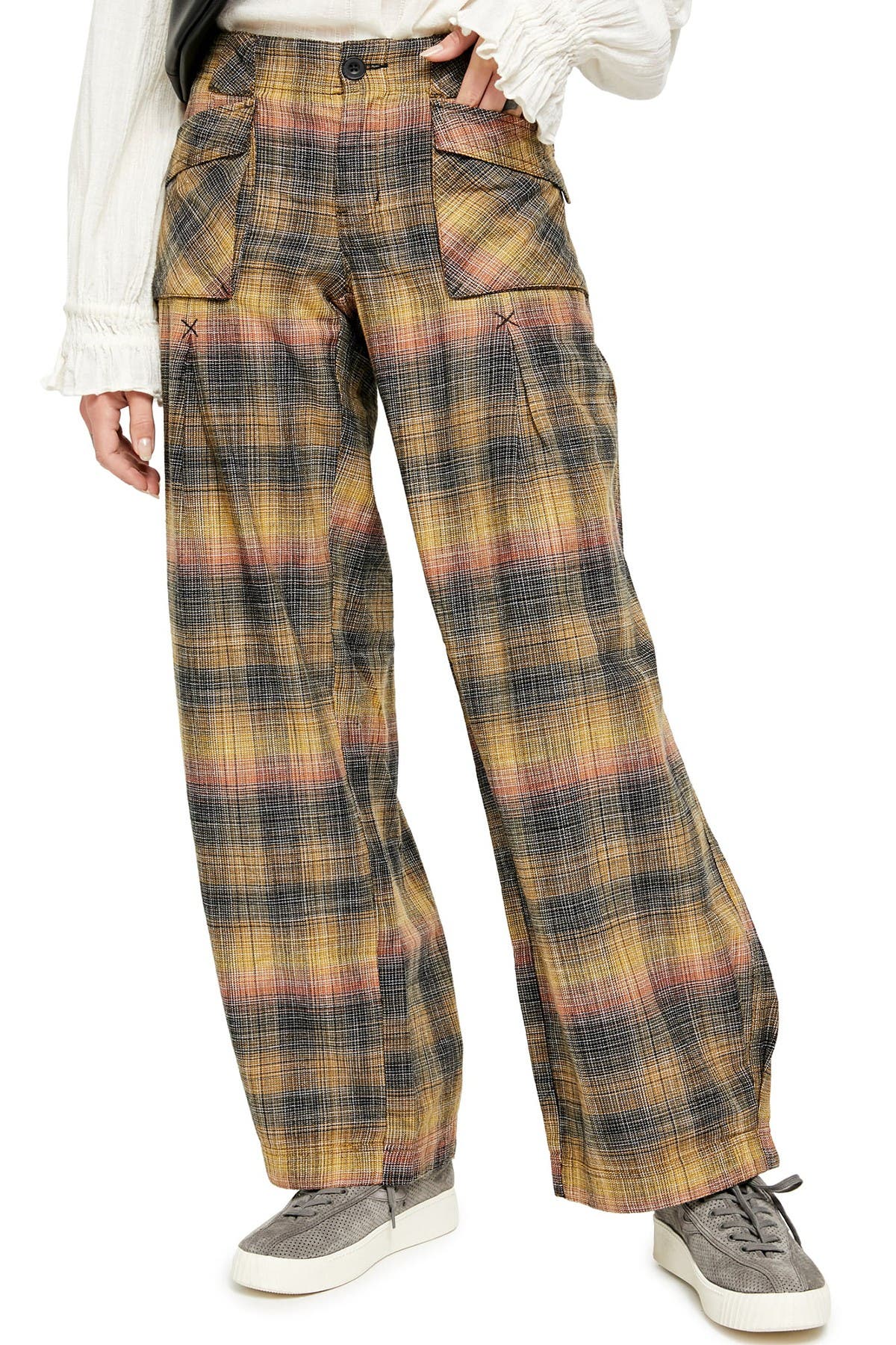checkered wide leg pants