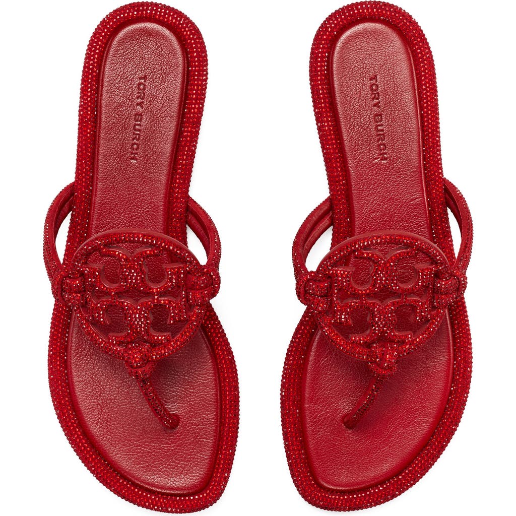 Tory Burch Miller Knotted Pavé Sandal In Ruby