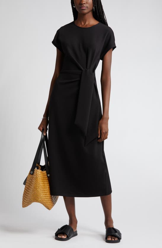 Shop Nordstrom Tie Waist Midi Dress In Black