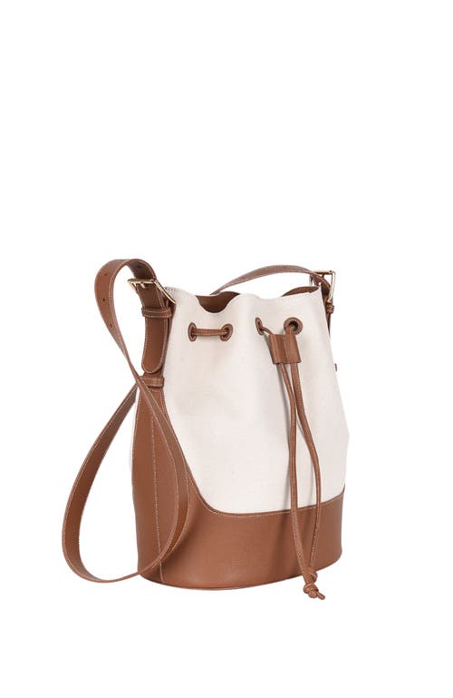 Shop Hyer Goods Canvas And Upcycled Leather Everyday Cinch Bucket Bag In Natural