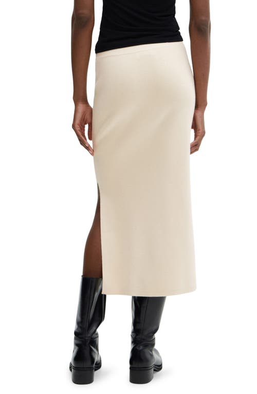 Mango Nora Sweater Knit Midi Skirt In Light Beige