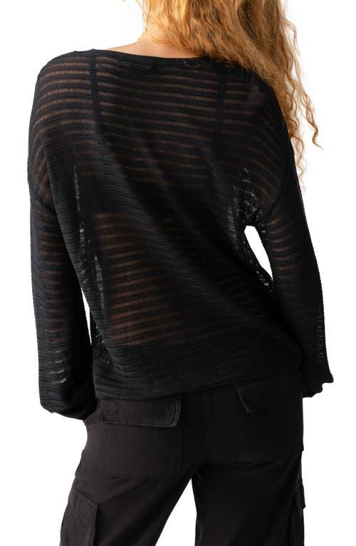 Shop Sanctuary See You Soon Pointelle Mesh V-neck Sweater In Black