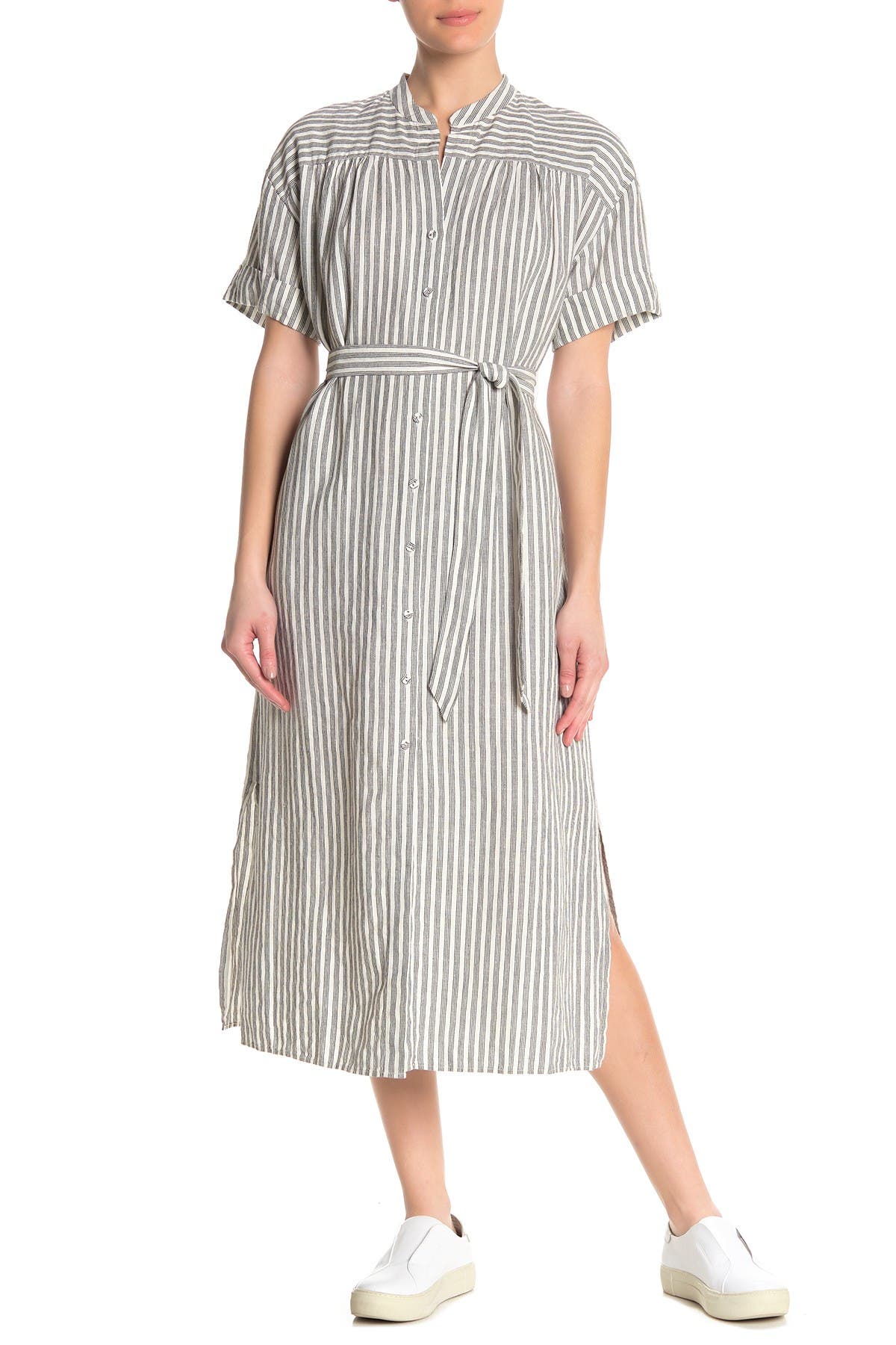 linen blend wrap dress