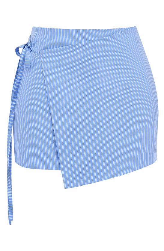 Shop Mistress Rocks Tie Waist Wrap Miniskirt In Blue