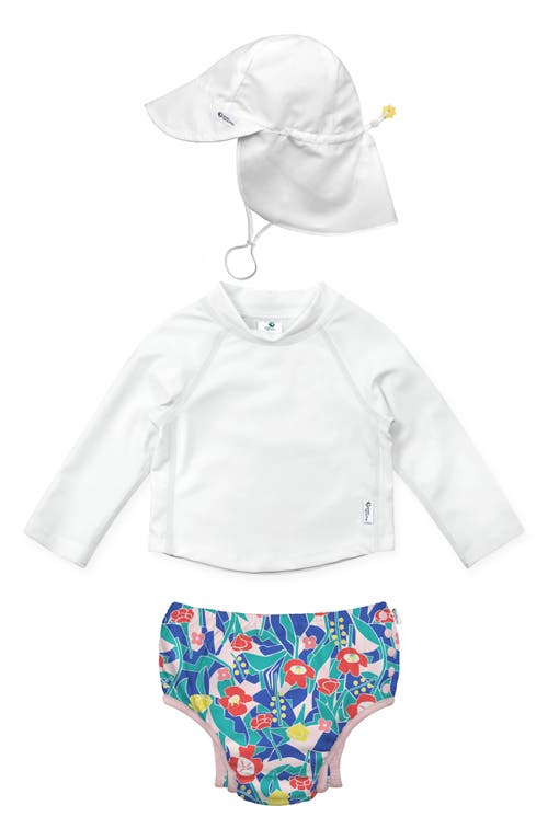 Green Sprouts Long Sleeve Two-Piece Rashguard Swimsuit & Sun Hat Set in Window Floral at Nordstrom