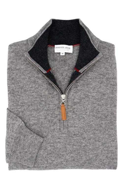 Lorenzo Uomo Men's Quarter Zip Wool & Cashmere Sweater in Light Grey