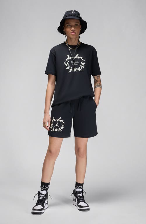 Shop Jordan Brooklyn Graphic Sweat Shorts In Black/sail