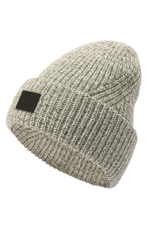 Shop Allsaints Marled Wool Blend Rib Cuff Beanie In Grey Marl/chalk