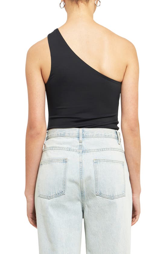 Shop Grey Lab Cutout One-shoulder Bodysuit In Black