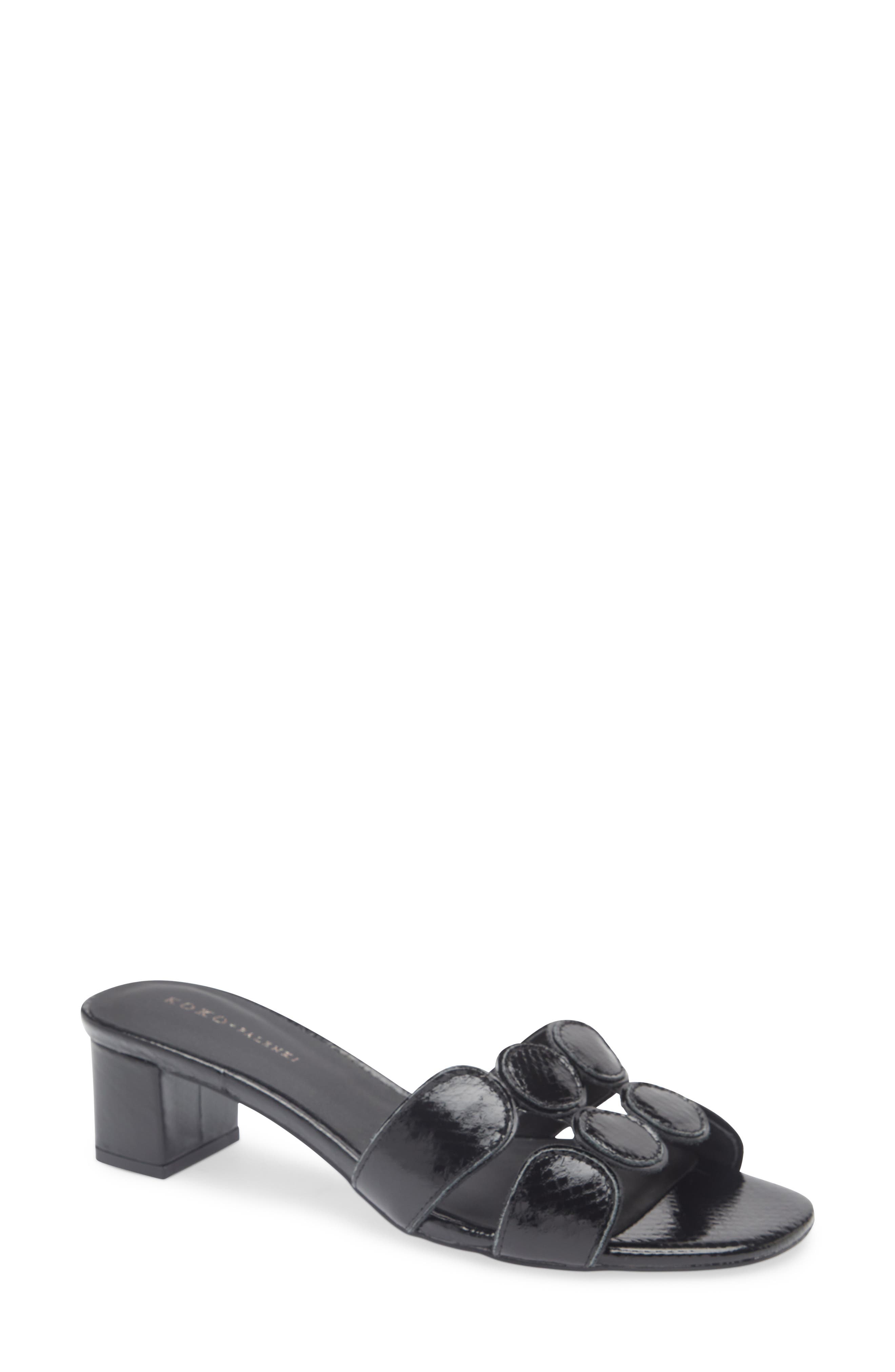 KOKO + PALENKI Lively Slide Sandal in Black Embossed Snake Cover