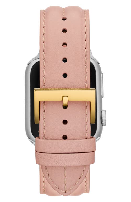 Shop Tory Burch Kira Leather Apple Watch® Watchband In Blush