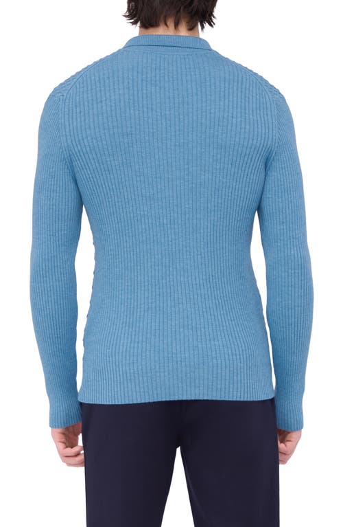 Shop Bugatchi Merino Wool Johnny Collar Sweater In Cobalt