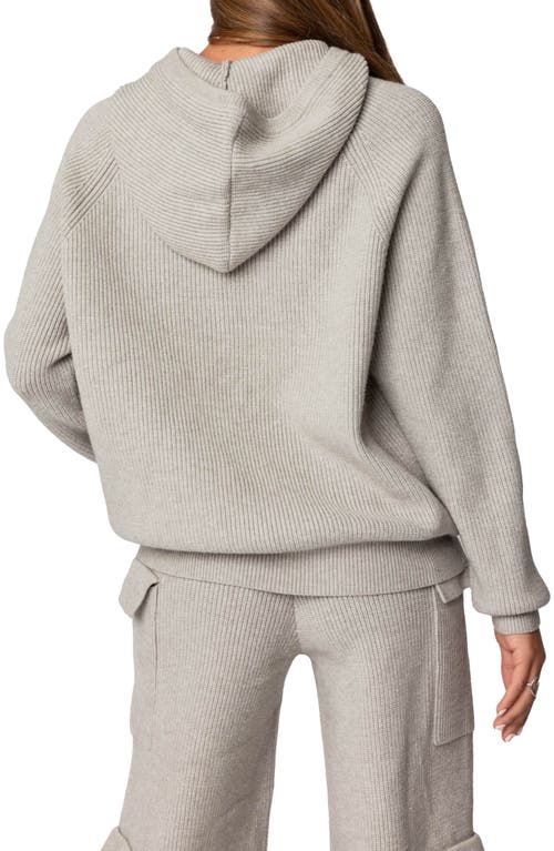 Shop Edikted Wynter Oversize Sweater Hoodie In Gray-melange