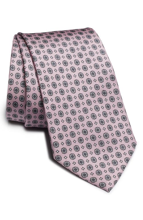 Belmont Floral Medallion Print Silk Tie in Pink