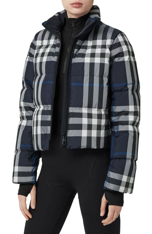 burberry Aldfield Check Down Puffer Jacket in White/Dc Blue Ip Chk