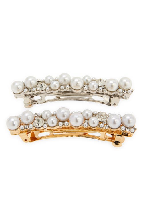 Tasha 2-Pack Assorted Imitation Pearl Barrettes in Gold/silver Pearl at Nordstrom