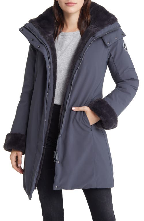 Save The Duck Samantah Faux Fur Lined Water Resistant Recycled Polyester Parka in Grey Black