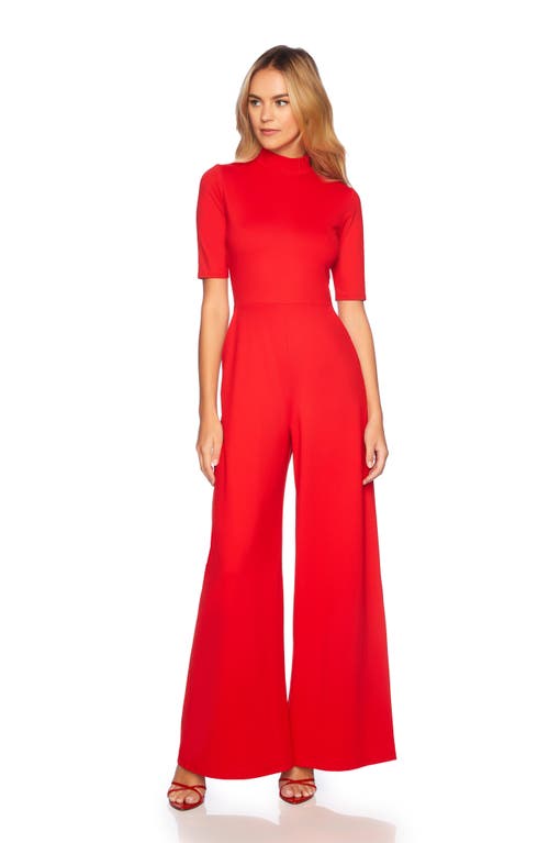 Susana Monaco Mock Neck Wide Leg Jumpsuit In Perfect Red