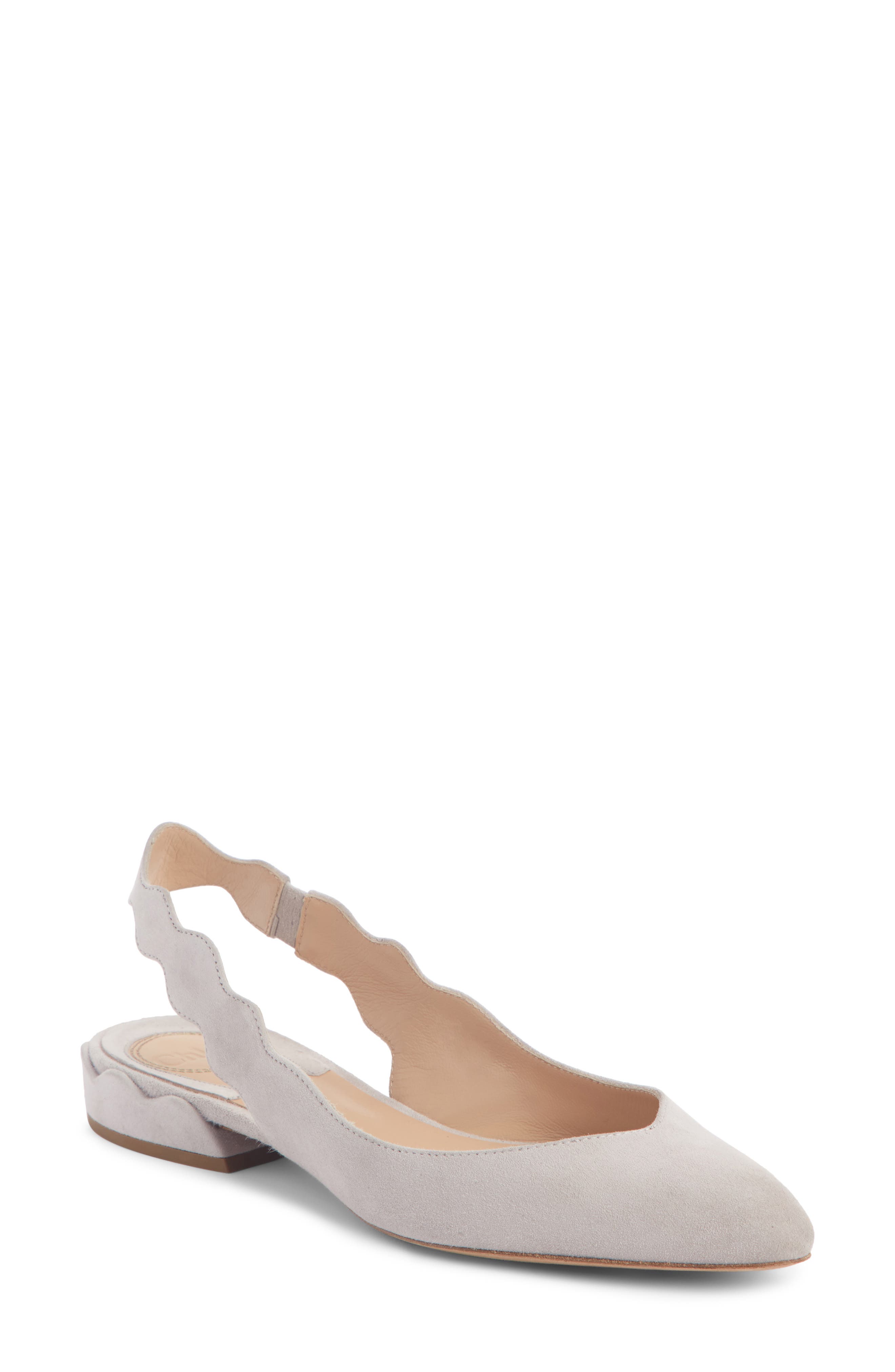 Chloe Laurena Scalloped Slingback Flat - Grey