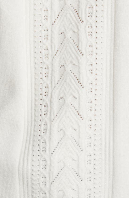 Wit & Wisdom Whipstitch Trim Cable Sweater In Off White/ Powder Blue