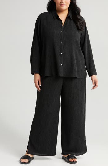 Eileen Fisher Classic Collar Easy Pliss Button Up Shirt Nordstrom