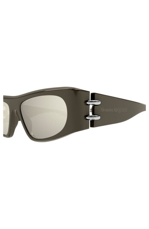 Shop Alexander Mcqueen 53mm Rectangular Sunglasses In Brown