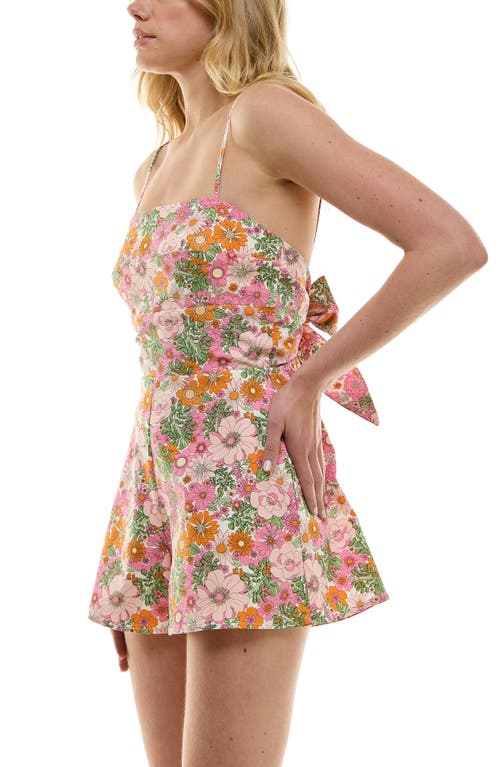 Shop Row A Sleeveless Tie Back Romper In Pink/green Multi