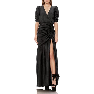 Afrm Nile Ruched Maxi Dress, Black