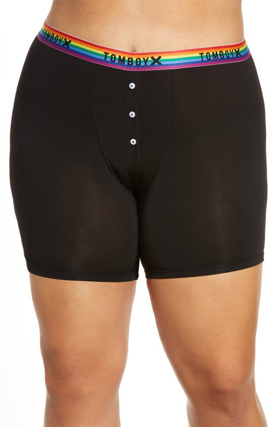 Tomboyx Faux Fly Boxer Briefs In Black Rainbow