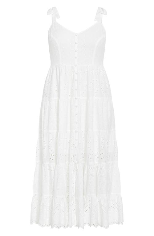 Shop City Chic Allegra Eyelet Embroidered Maxi Dress In White