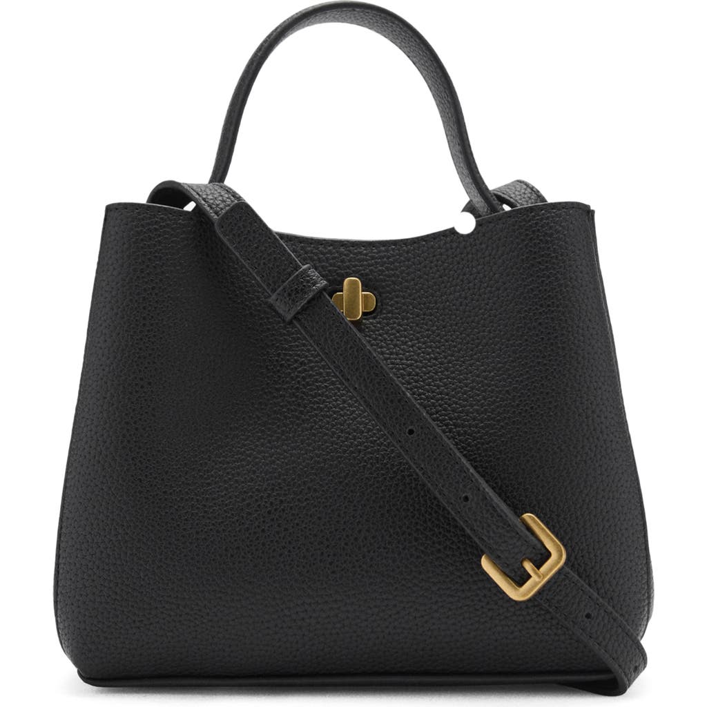 Mango Mini Faux Leather Top Handle Bag In Black