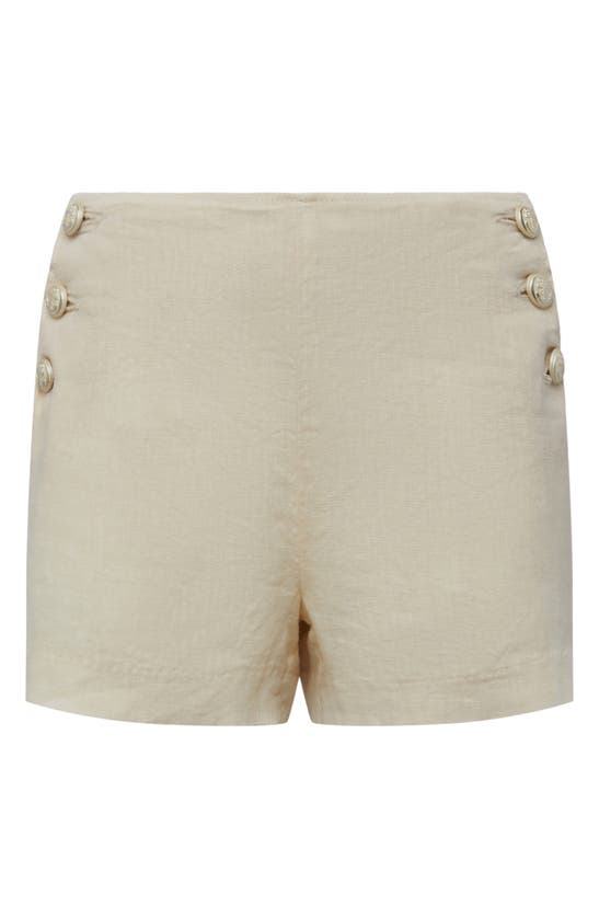 Shop L Agence Jude High Waist Linen Sailor Shorts In Oat