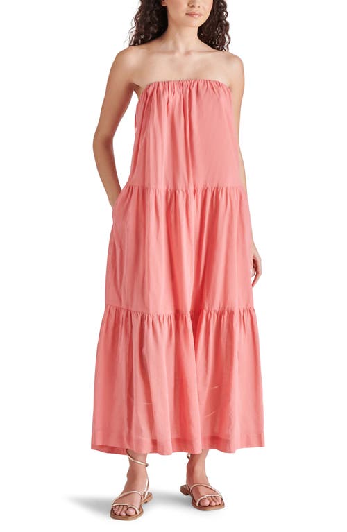 Shop Steve Madden Oceane Tiered Cotton Maxi Sundress In Peach Romance