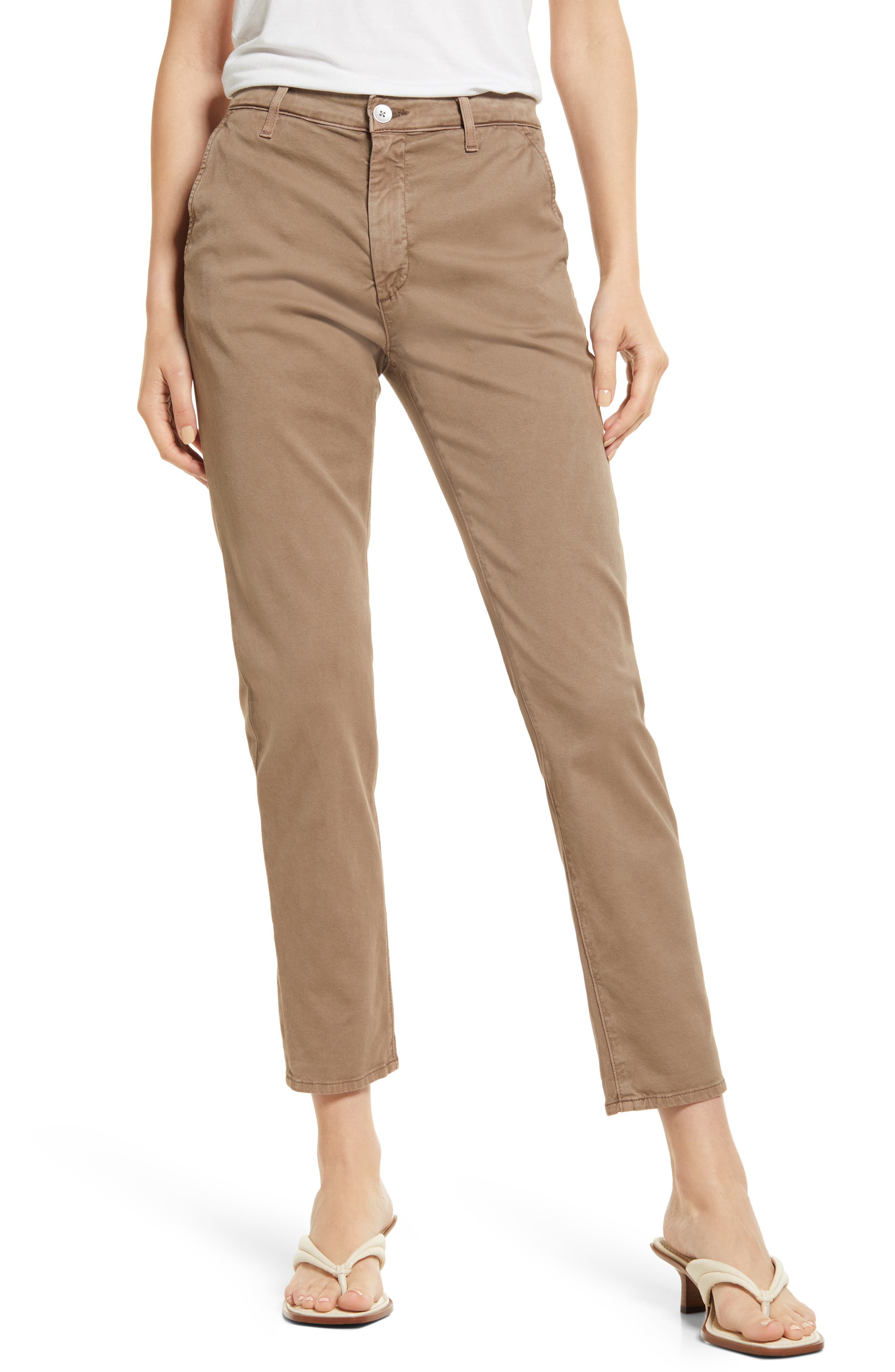 Womens Clothing Trousers Slacks and Chinos Straight-leg trousers AG Jeans Caden Cropped Cotton-blend Twill Slim-leg Pants 