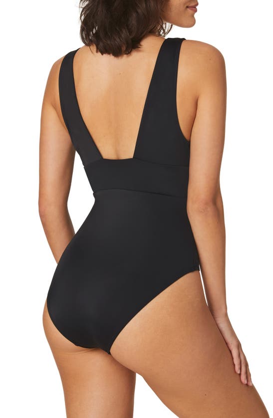 Shop Andie The Mykonos Long Torso One-piece Swimsuit In Black