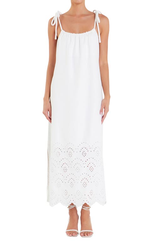 Shop English Factory Eyelet Tie Back Linen Blend Sundress In White