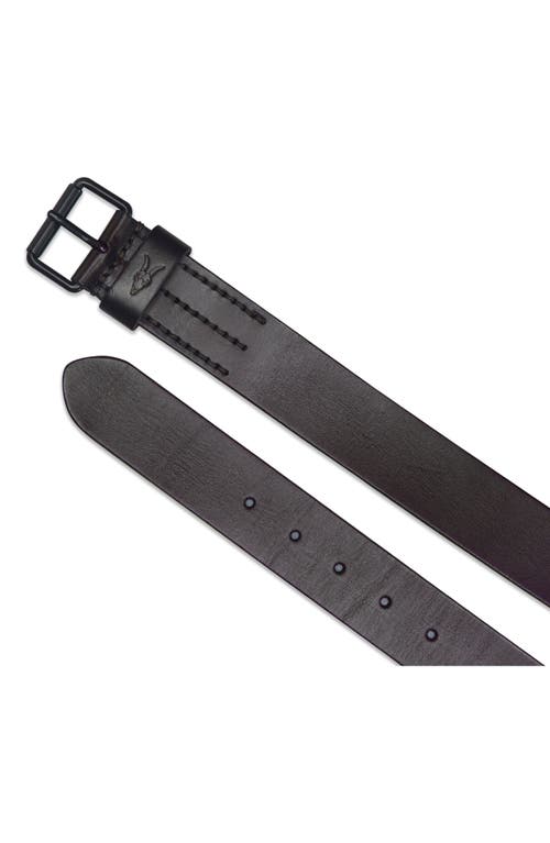 Shop Allsaints Solid Leather Belt In Bitter Brown/matte Black