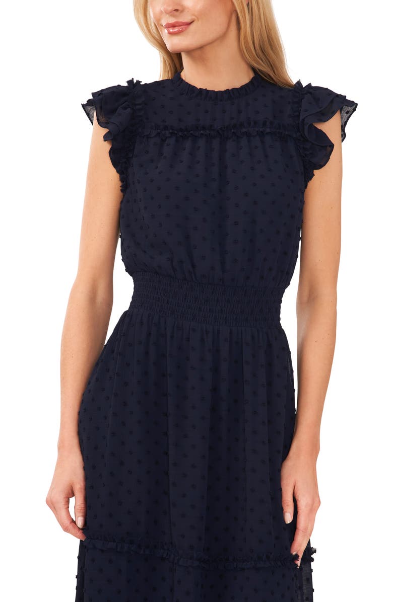 CeCe Clip Dot Flutter Sleeve Midi Dress Nordstrom