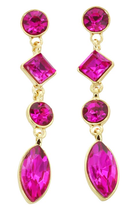 NA-KD Big Rhinestone Drop Earrings in Pink