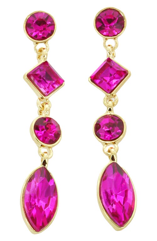 Crystal Linear Drop Earrings in Pink