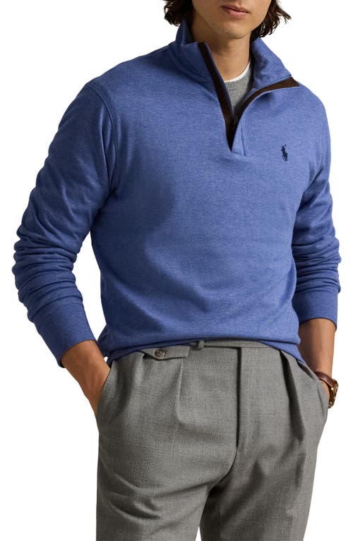 Shop Polo Ralph Lauren Cotton Blend Quarter Zip Pullover In Faded Royal Heather