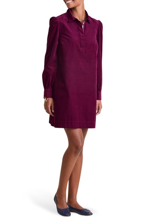 Vineyard Vines Long Sleeve Cotton Corduroy Popover Dress In Dark Plum