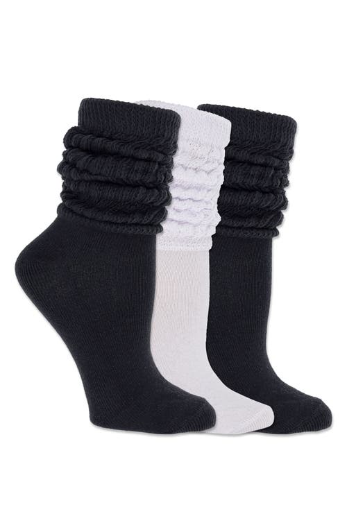Slouch 3-Pack Assorted Crew Socks in Blkwh