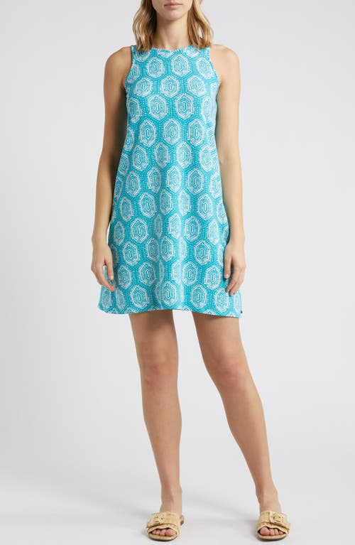 Hatley Bella Batik Print Stretch Cotton Blend Dress Turquoise at Nordstrom,