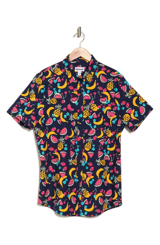 Shop Abound Fruit Punch Short Sleeve Button-up Shirt In Navy League Fruit Punch